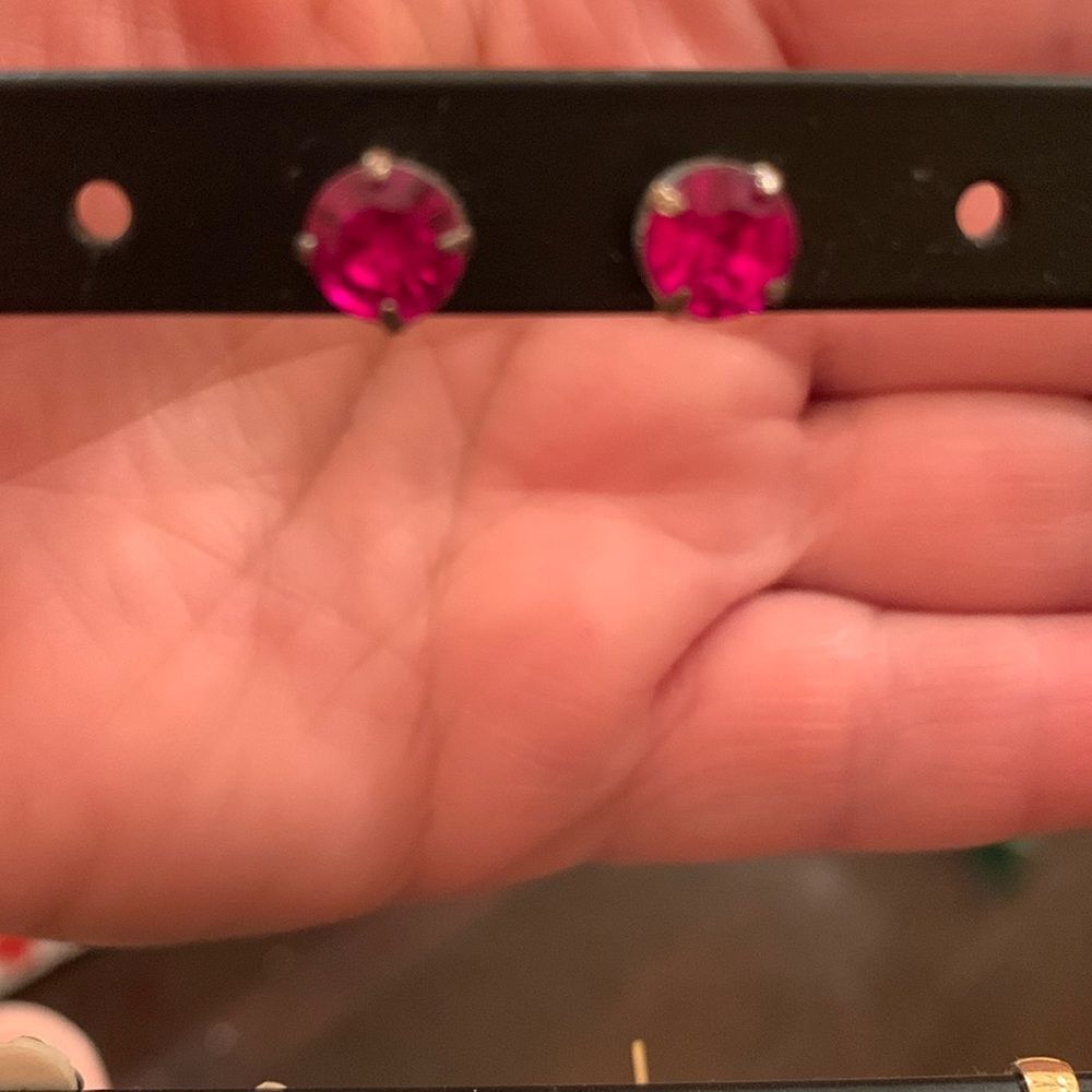 Dainty bright pink stud earrings